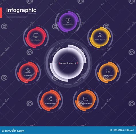 Stylish Colorful Vector Infographic Circle Chart Template On A Deep