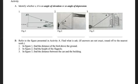 Solved Activity A Identify Whether A Is An Angle Of Elevation Or An