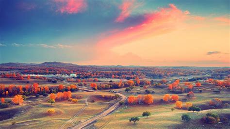 Sunset Valley Skyline Wallpaper Nature And Landscape Wallpaper Better