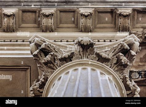 Column and building details of a historical architectural building ...