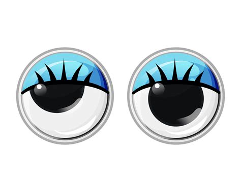 Toy plastic eyes with eyelashes and blue eyelids. Oblique eyes. Vector ...