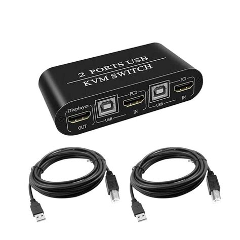 Switch Kvm Puertos Hdmi Usb Set Cables Tecnit