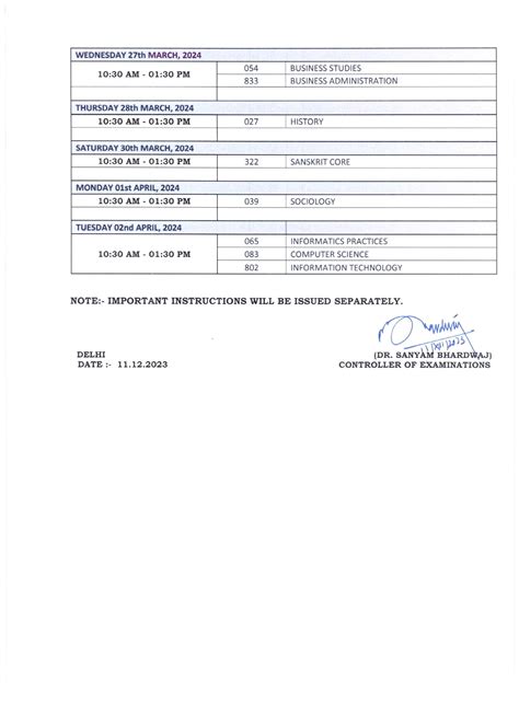 Cbse Date Sheet 2024 Cbse Class 10th 12th Subject Wise Theory Paper