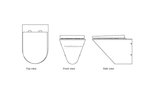 Stainless Steel Wall Hung Toilet - Free CAD Drawings