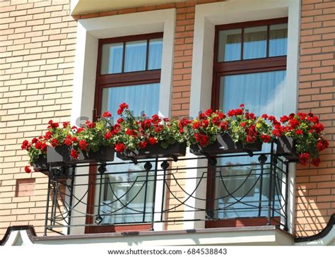 Balcony Red Flowers Stock Photo Edit Now