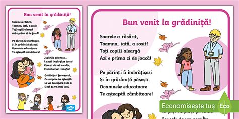 Bun venit la grădiniță Poezie teacher made Twinkl