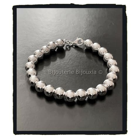 Bracelet Maille Boule Argent Massif Bijoux Femme Neuf