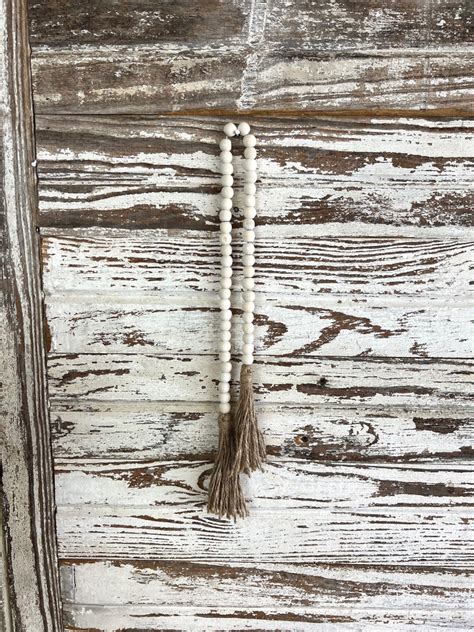 White Beaded Garland With Tassels The Home Emporium