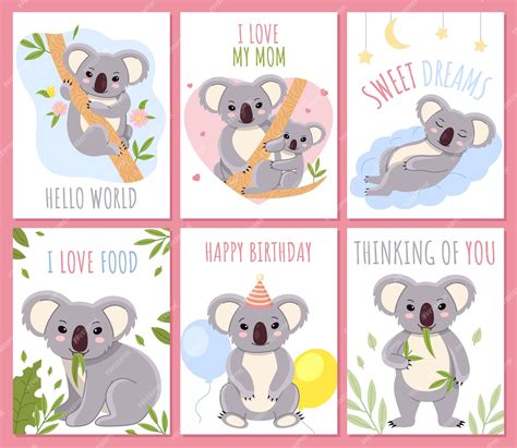 Premium Vector Cute Koalas Australian Nature Cute Fluffy Little Bears