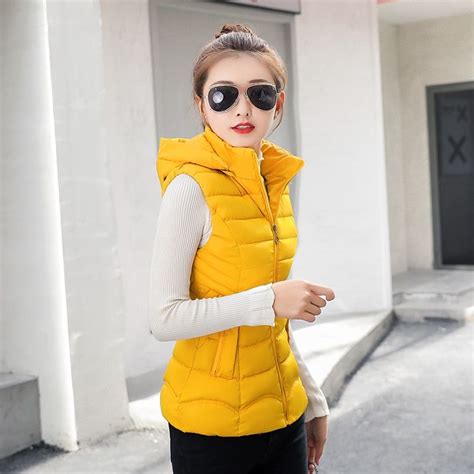 Women Winter Vest Hooded Sleeveless Parkas Winter