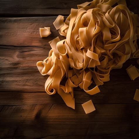 Premium Ai Image Raw Homemade Pappardelle Pasta On Wooden Background