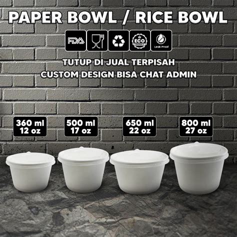 Jual Paper Bowl Mangkok Kertas Semua Ukuran Dengan Tutup Paper Rice