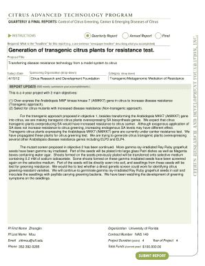 Fillable Online Research Citrusrdf Generation Of Transgenic Citrus