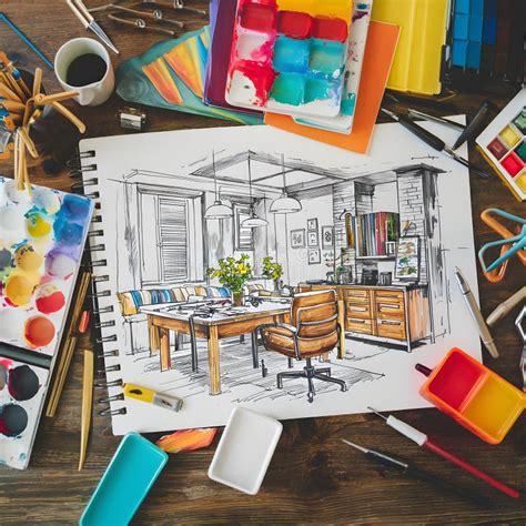 Artistic Workspace With Colorful Palette And Professional Design