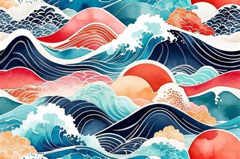 Premium Photo Abstract Art Background With Japanese Wave Pattern Vector