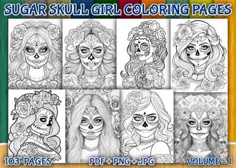 103 Sugar Skull Girl Coloring Pages Graphic By Little Cat · Creative Fabrica