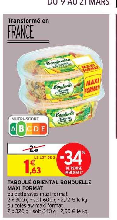 Promo Taboulé Oriental Bonduelle Maxi Format chez Intermarché