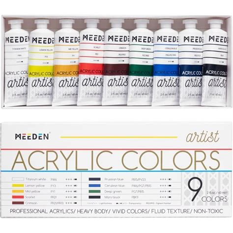 Ensemble De Peinture Acrylique Meeden Couleurs Tube Oz Ml