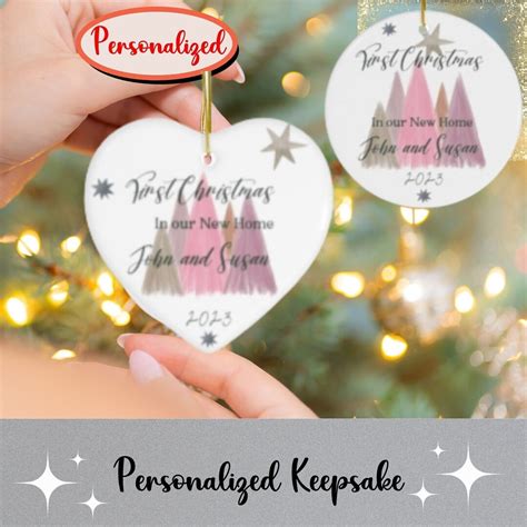 Personalized First Christmasour New Home Ornament Heart Circle 1st