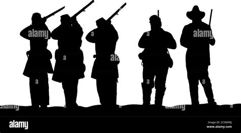 Bürgerkrieg Ära Soldaten Silhouetten Vektor Grafik Illustration Stock