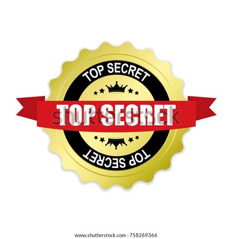 Top Secret Round Gold Badge Red vector de stock libre de regalías