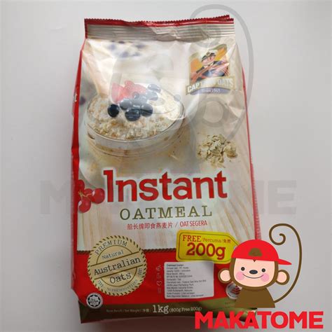 Jual Captain Oats Instant Oatmeal 800gr Free 200gr Oat 1kg 1 Kg 800 Gr