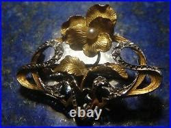 Sublime Broche Ancienne Art Nouveau Or Gold 18k 750 Perle Diamants 5