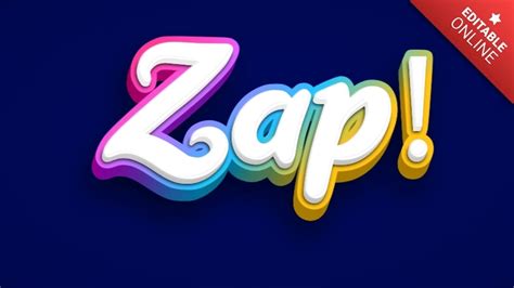 Zap Rainbow 3D Font Text Effect Generator