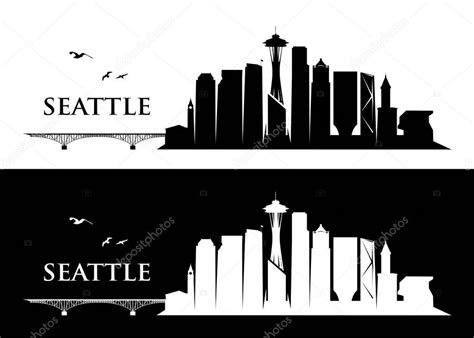 Seattle skyline silhouette — Stock Vector © I.Petrovic #138041356