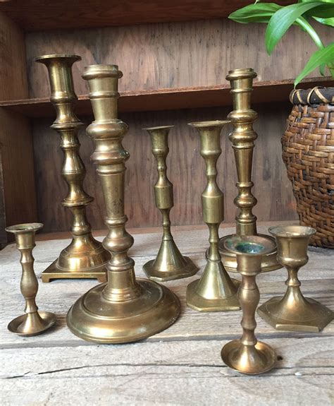 Stunning Vintage Brass Candlestick Collection Set Of In Etsy