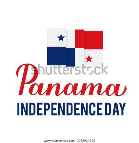 Panama Independence Day Calligraphy Lettering Flag Stock Vector