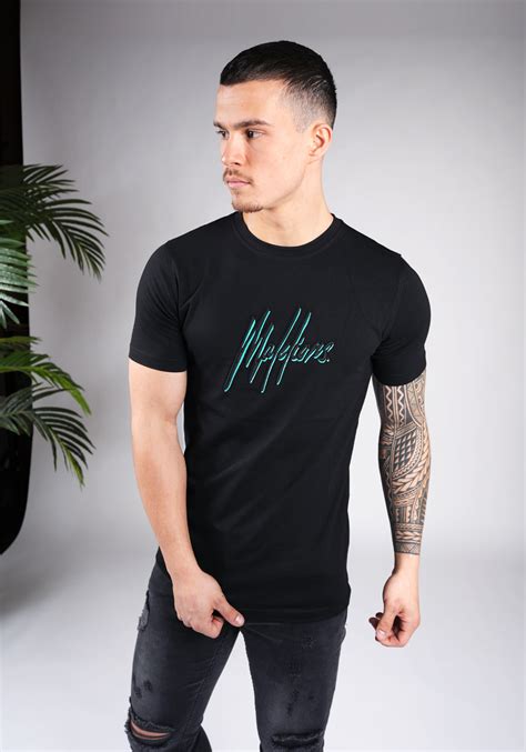 Malelions Duo Essentials Tshirt Black Turquoise Cotton District