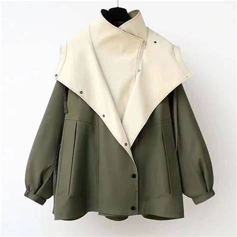 Womens Leisure Fashion Big Lapel Short Trench Outwear Coats Spring Fall