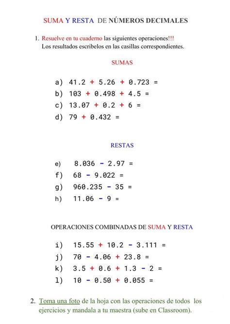 Sumas Y Restas Con Decimales Numeros Decimales Worksheet Images Howtodoes