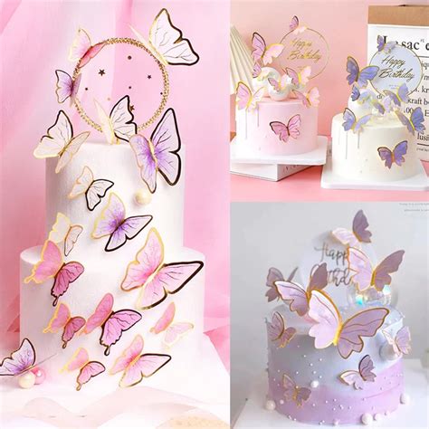 Jual 10pcs Cake Topper Hiasan Kue Ulang Tahun Kupu Kupu Butterfly Pink