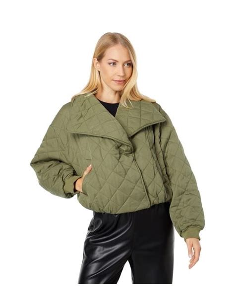 Blank NYC Synthetic Cropped Quilted Jacket In Green Signs Lyst