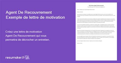 Agent De Recouvrement Exemple De Lettre De Motivation Pour 2024