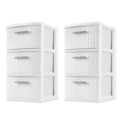 Sterilite 3 Drawer Weave Tower Plastic White Set Of 2 Walmart