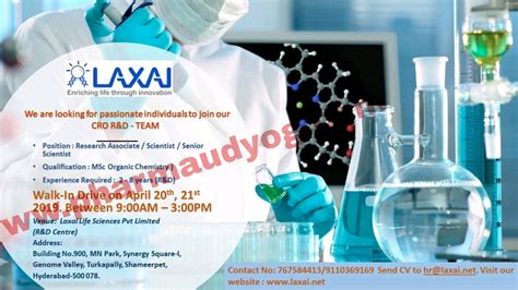 Laxai Life Sciences Walk In Interview For R D Department St