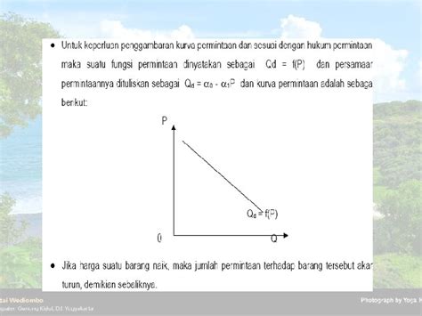 APLIKASI FUNGSI LINEAR DALAM EKONOMI BISNIS Fungsi Permintaan