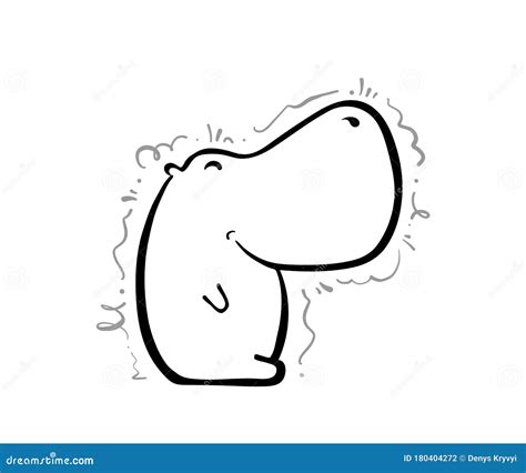 Vector Hand Drawn Cartoon Hippo. Sketch Design Stock Vector ...