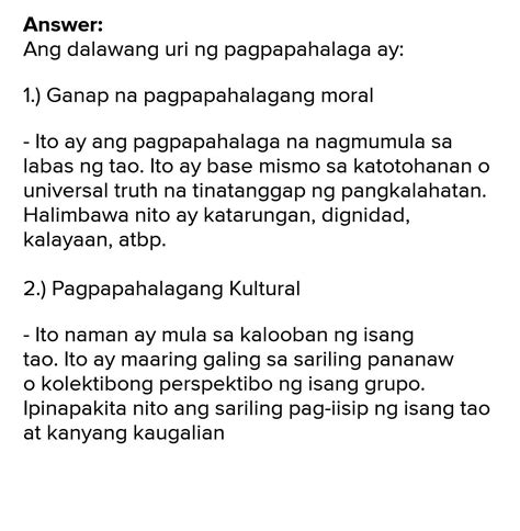 Ano Ang Dalawang Uri Ng Pagpapahalaga At Paanonaiiba Ang Bawat