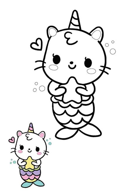 Mermaid Cat Coloring Pages - Coloring Home