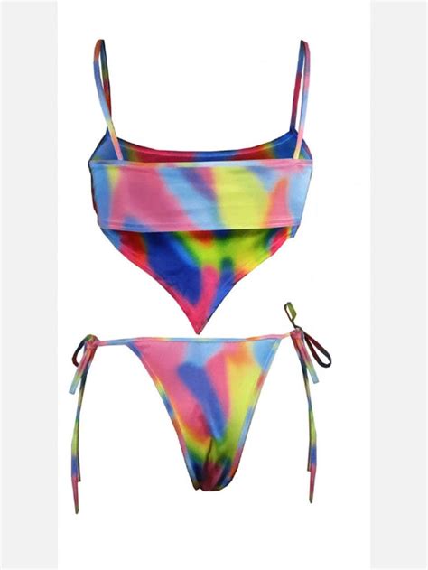 Aria Spaghetti Strap Beach 2 Piece Bikini L Multicolor Bikinis Spaghetti Strap Bikini Set