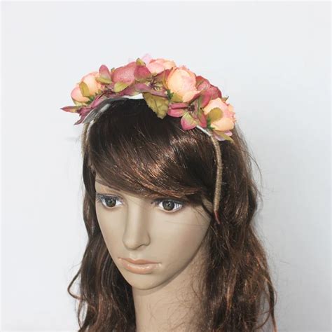 Womens Floral Headband Headpiece With Artificial Rose Flower For