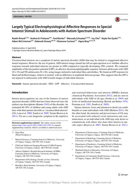 Largely Typical Electrophysiological Affective Responses To Special