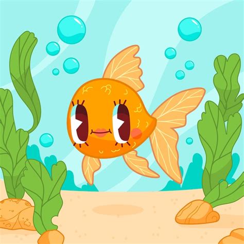 Premium Vector Hand Drawn Cartoon Goldfish Illustration