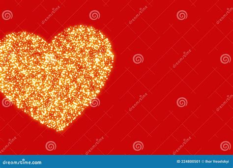 Red Background with Golden Glitter Heart Design Stock Vector ...