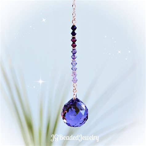 Purple Ombre Swarovski Crystal Suncatcher Rearview Mirror Car Etsy