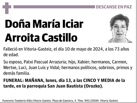 María Iciar Arroita Castillo Esquela El Correo